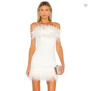 Bronx and Banco Lola Blanc Mini Feather Dress Size: XL